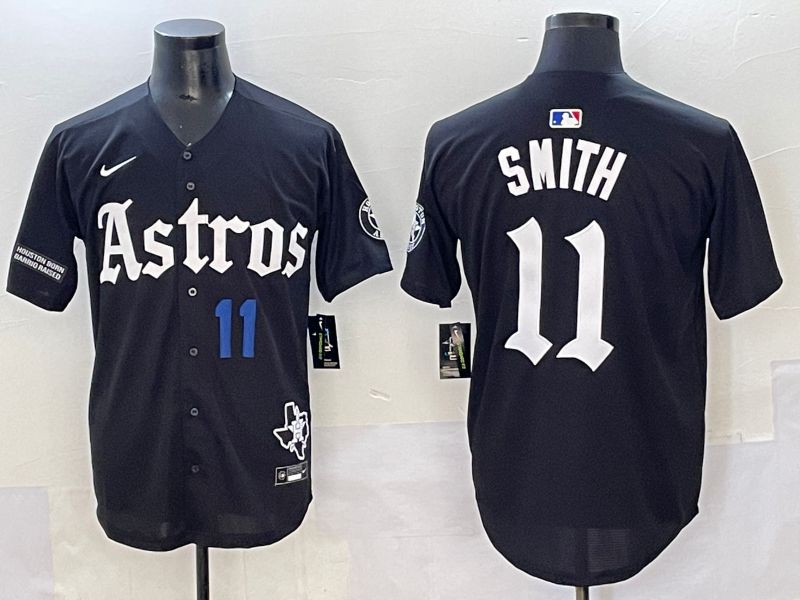 Men 2025 Houston Astros 11 Smith Black Five generations Joint Name Nike MLB Jersey style 33